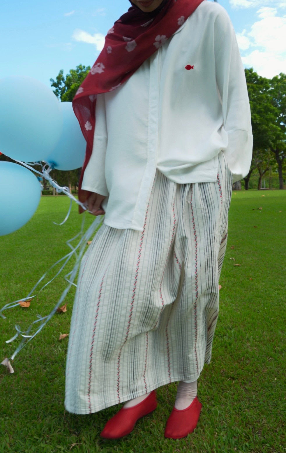 Float Gather Skirt in Candy Apple