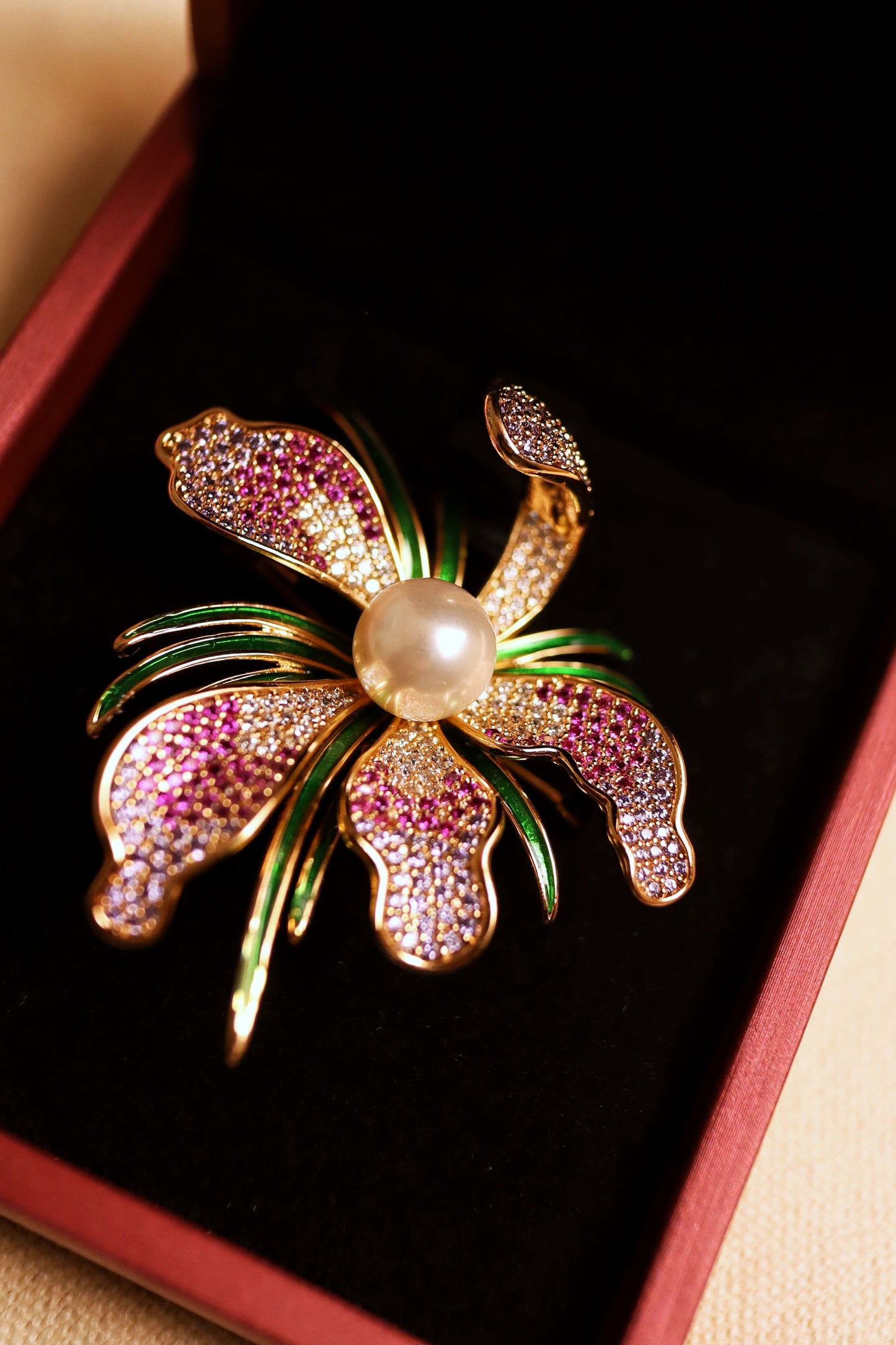 Golden Flora Embellished Pendant Brooch