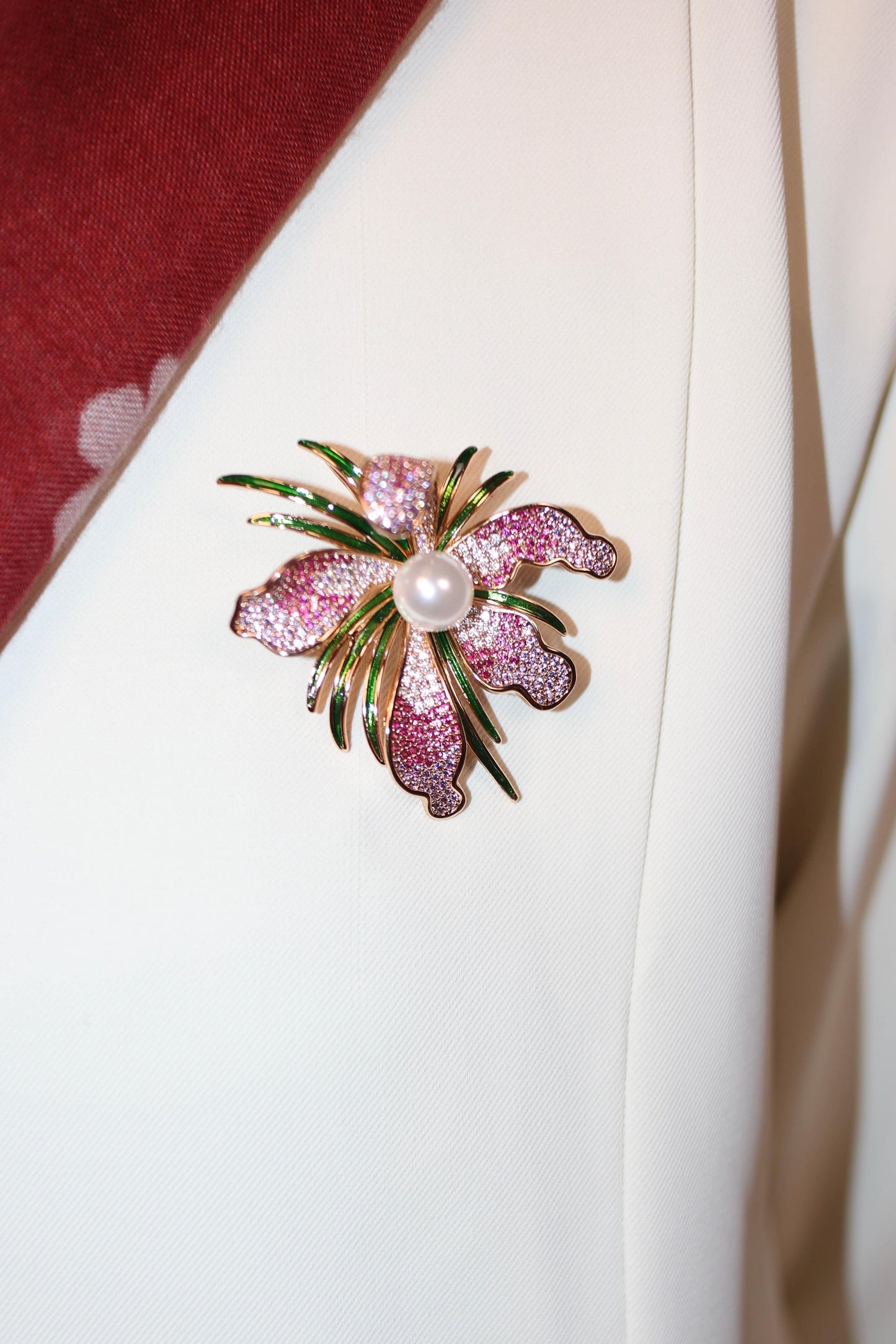 Golden Flora Embellished Pendant Brooch