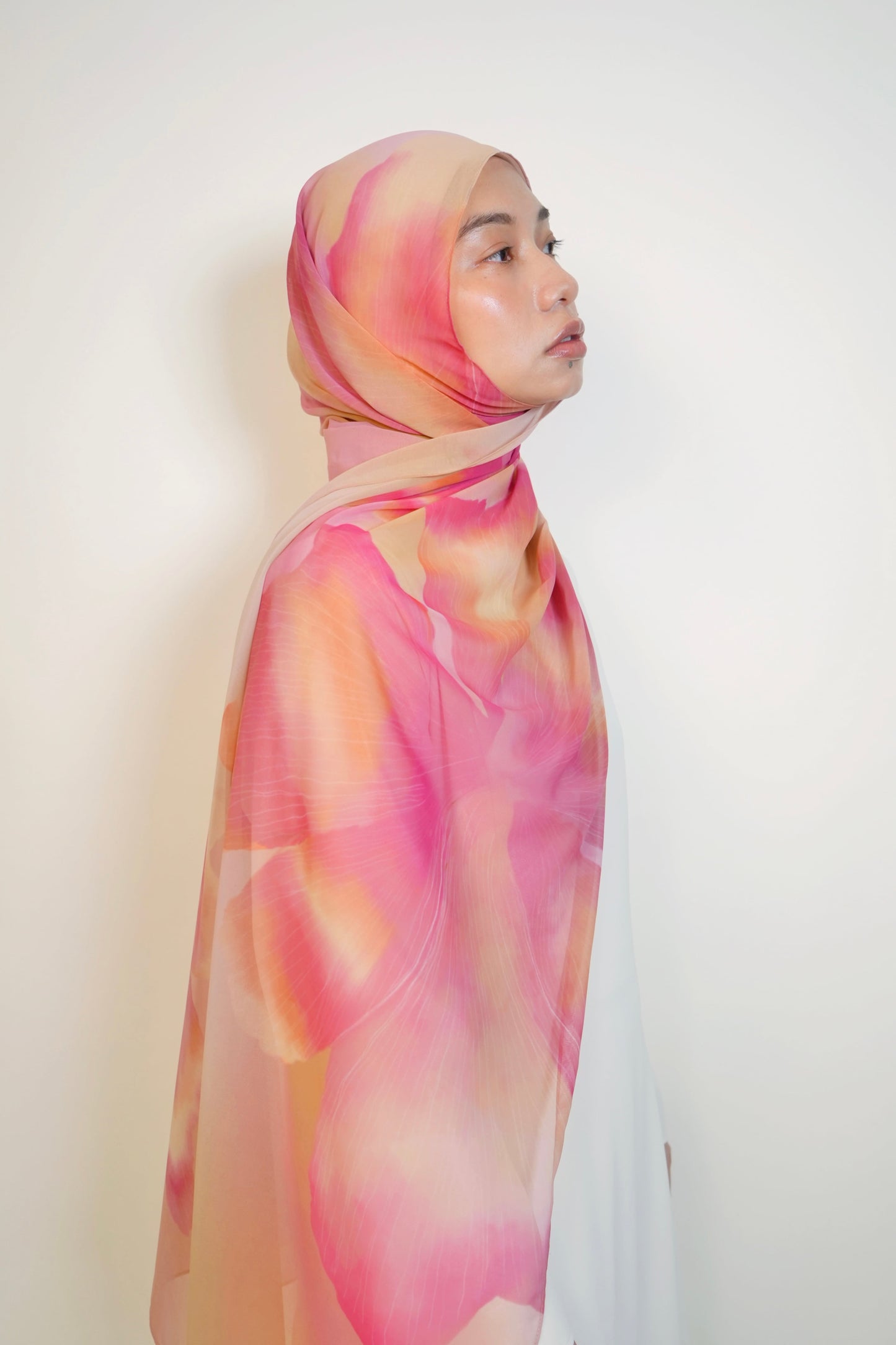 Petal Sunrise Chiffon Silk Shawl