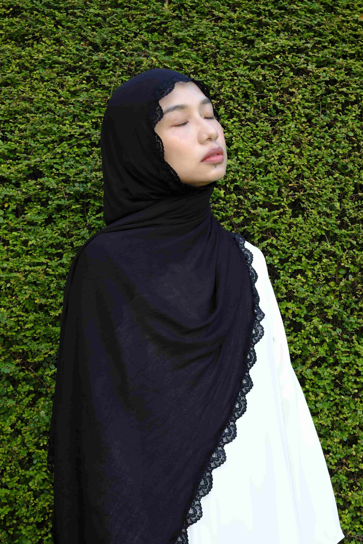 Lace Modal Shawl in Black