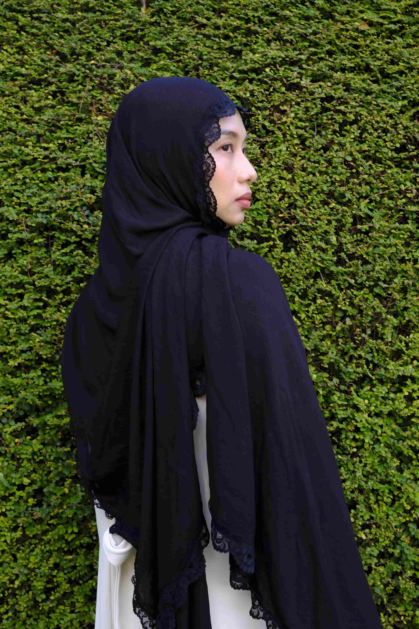 Lace Modal Shawl in Black