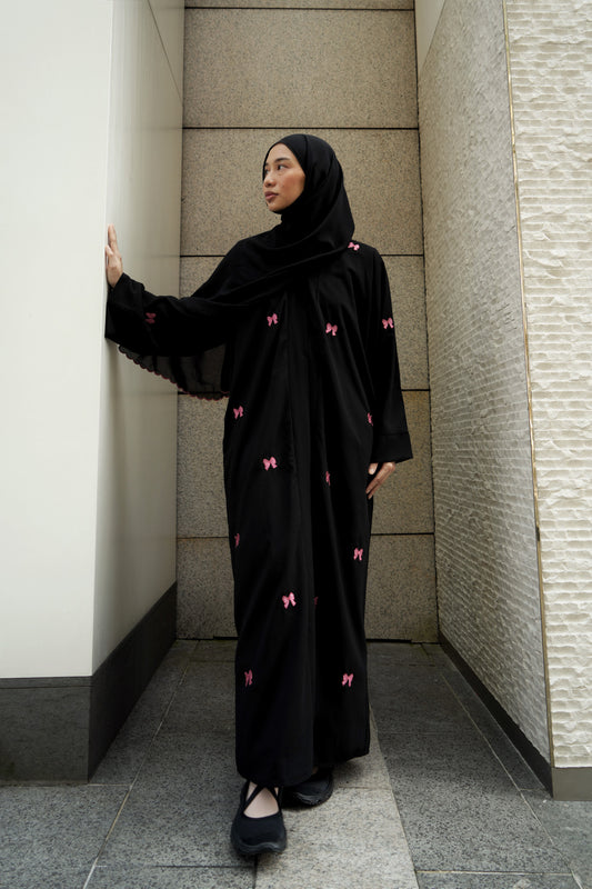 Abaya Reben Set with Shawl in Black Swan