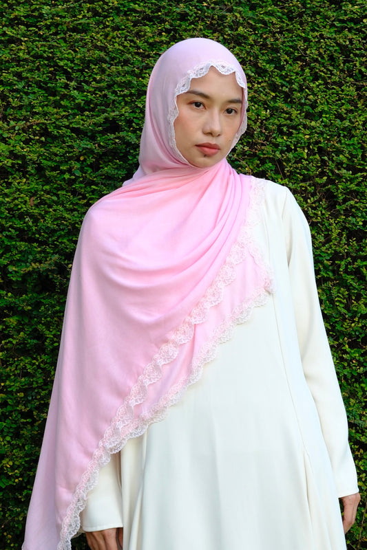 Lace Modal Shawl in Bubblegum