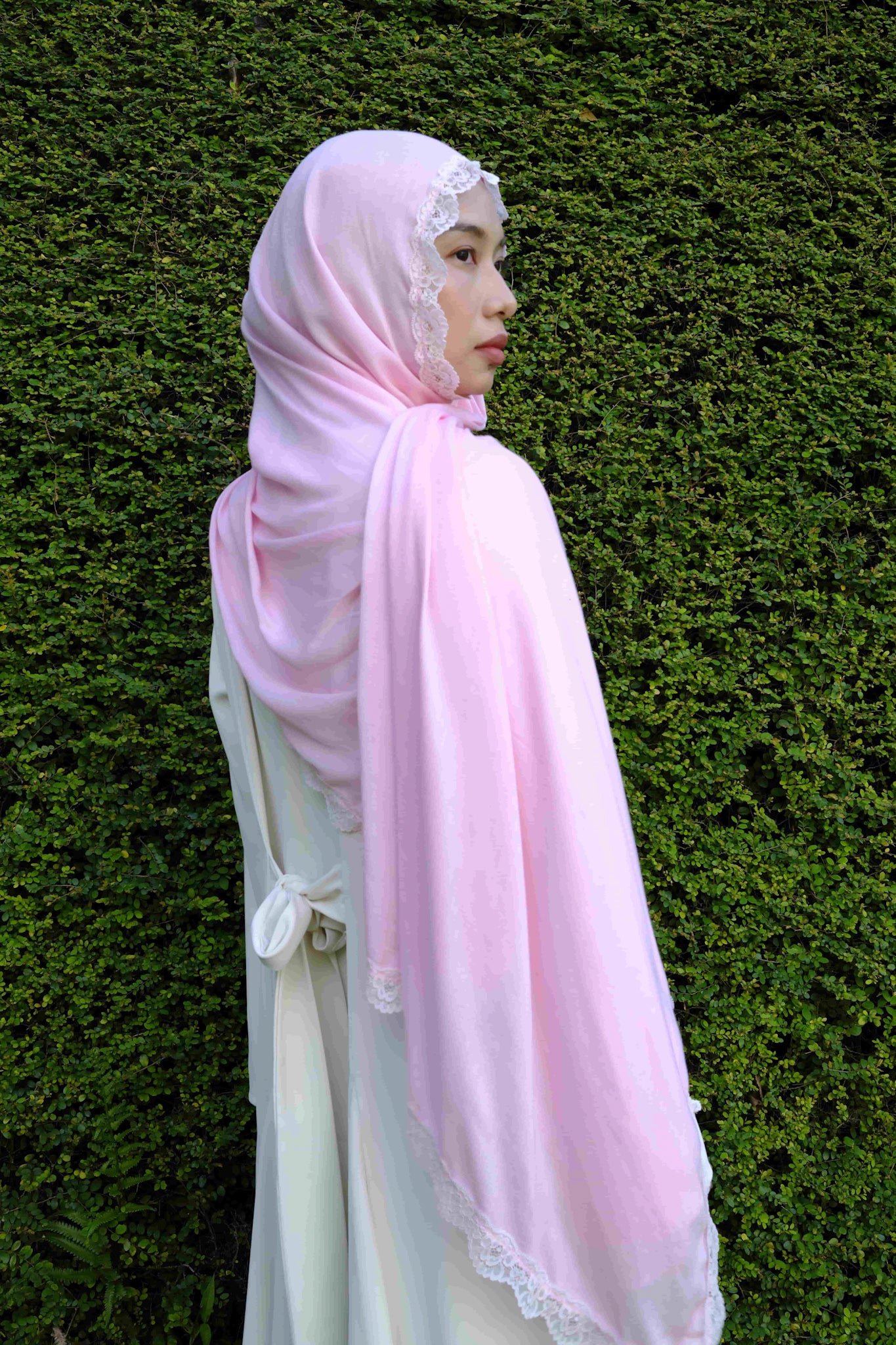 Lace Modal Shawl in Bubblegum