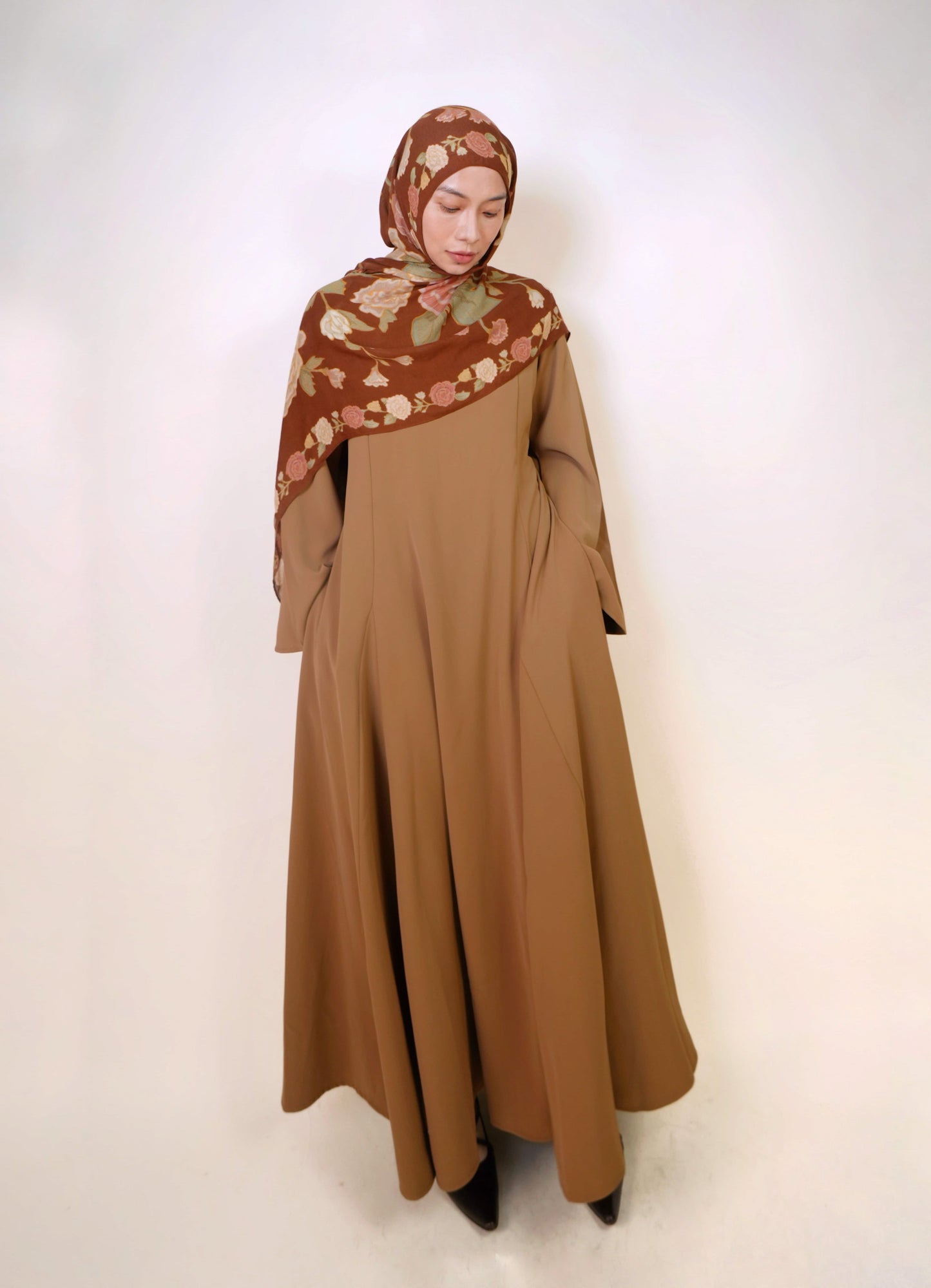 Elara Tie-Back Dress in Rich Brown