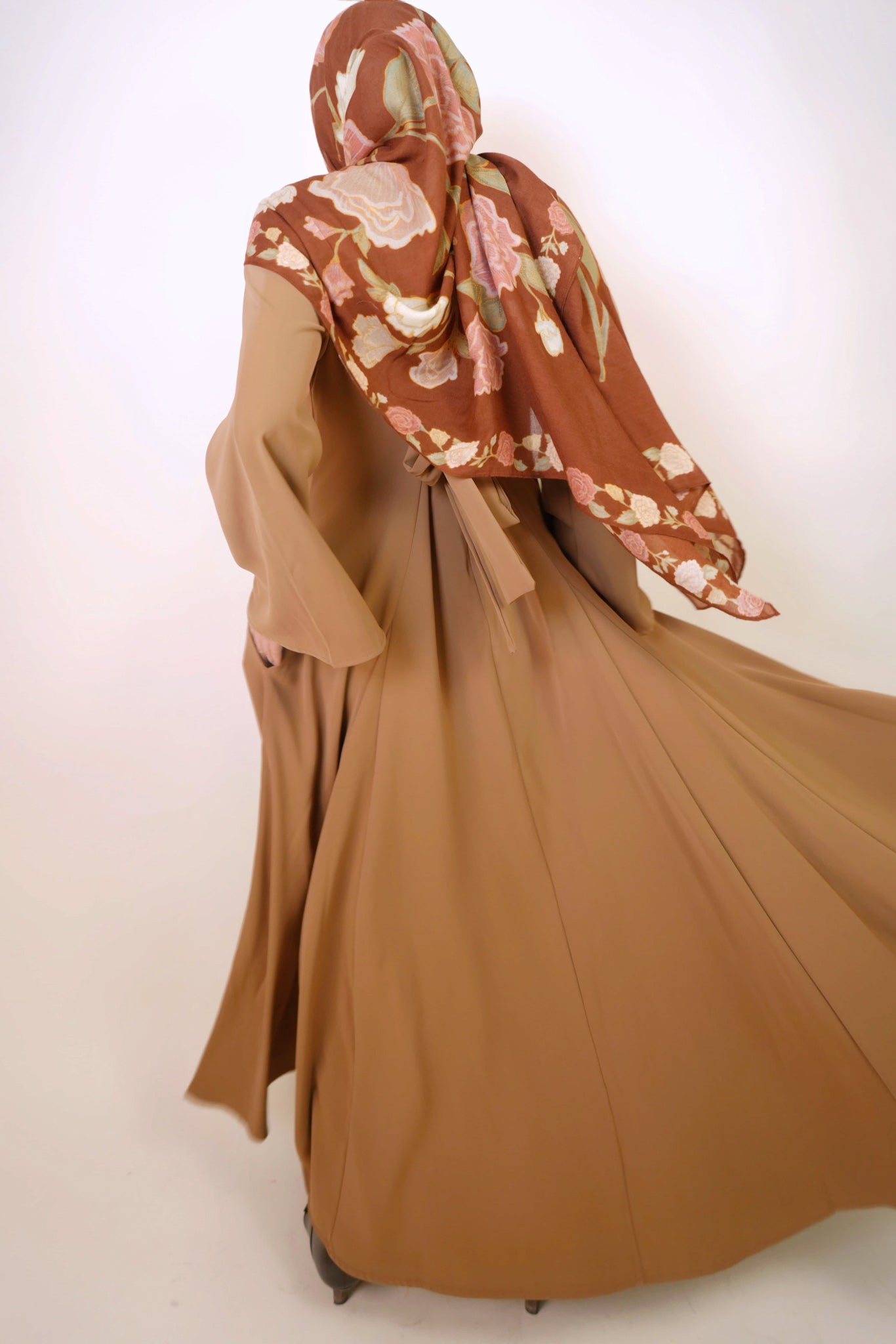 Elara Tie-Back Dress in Rich Brown