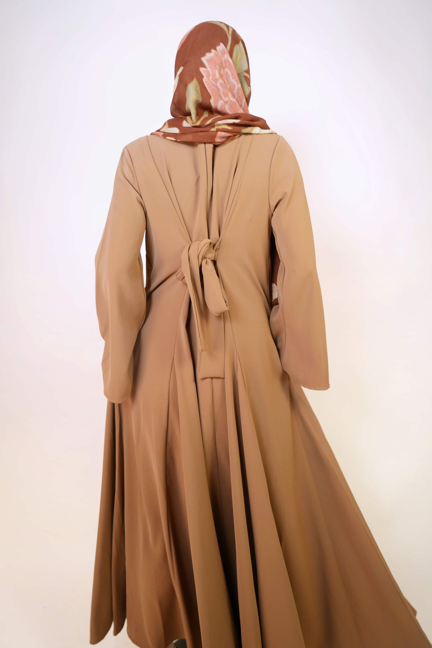 Elara Tie-Back Dress in Rich Brown