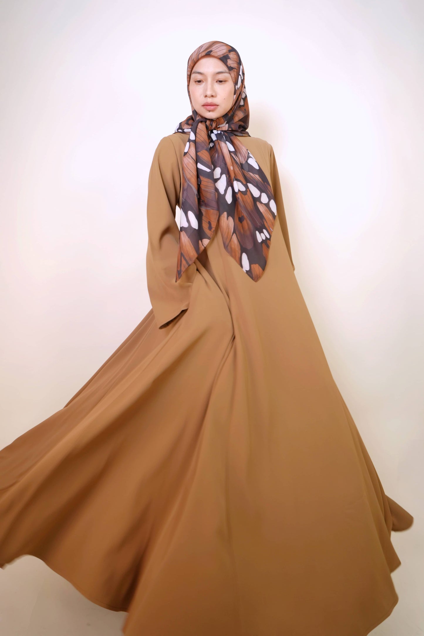 Elara Tie-Back Dress in Rich Brown