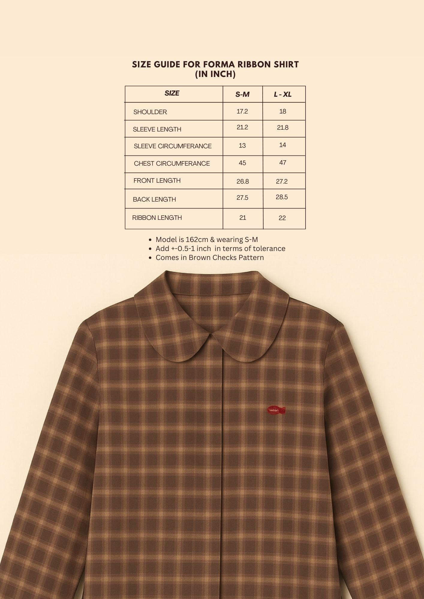Forma Ribbon Boxy Shirt in Brown Checks