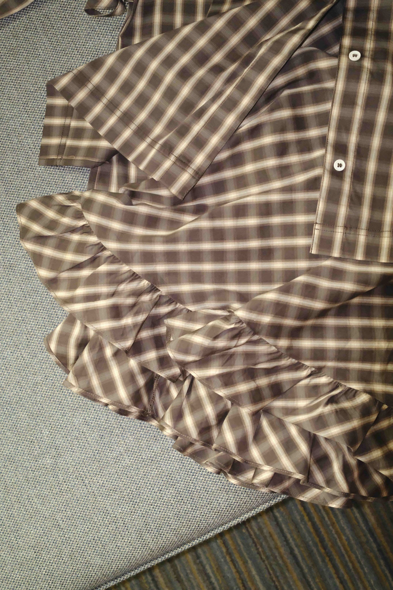 Forma Ruffle Skirt in Brown Checks