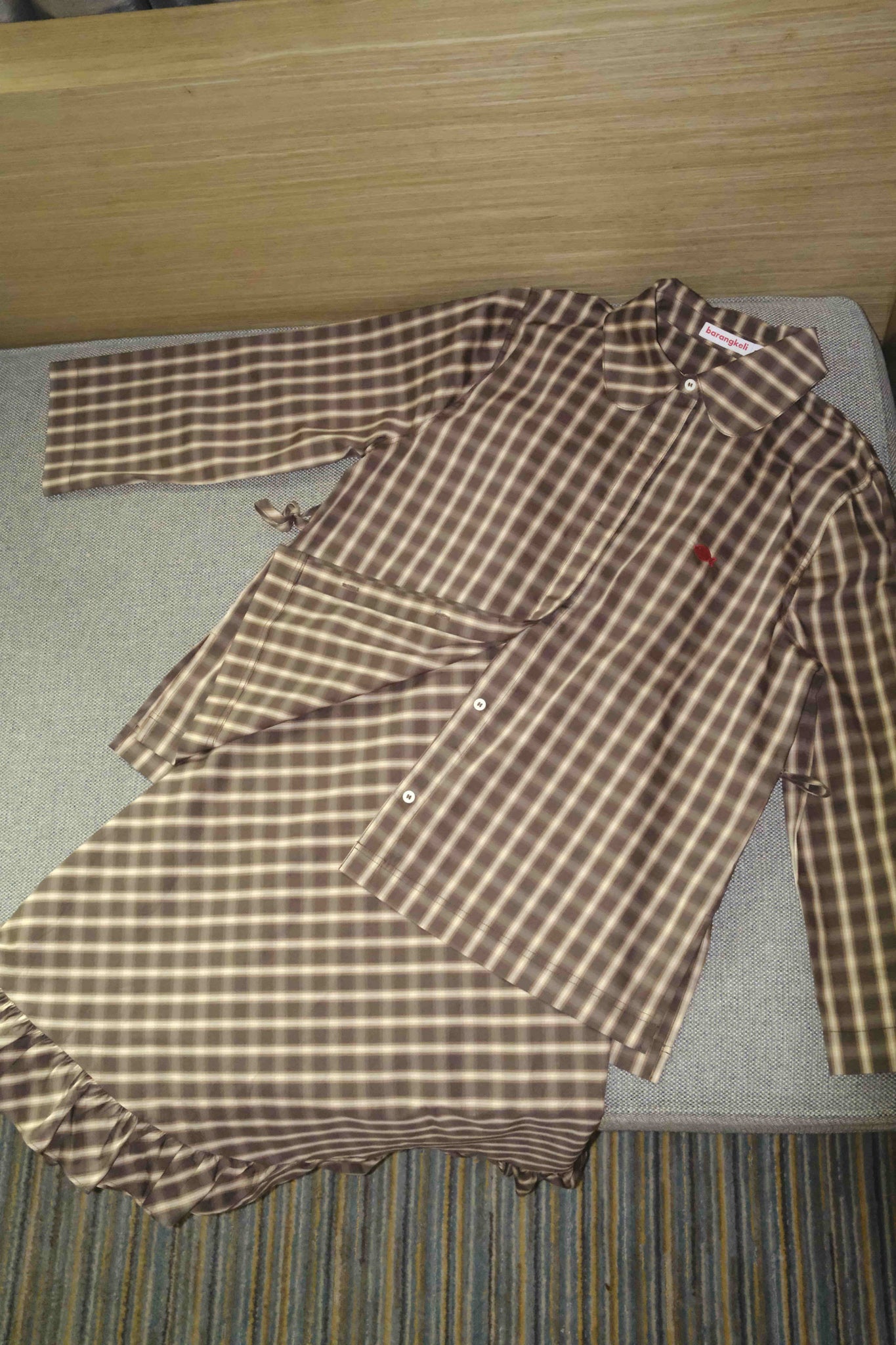 Forma Ruffle Skirt in Brown Checks