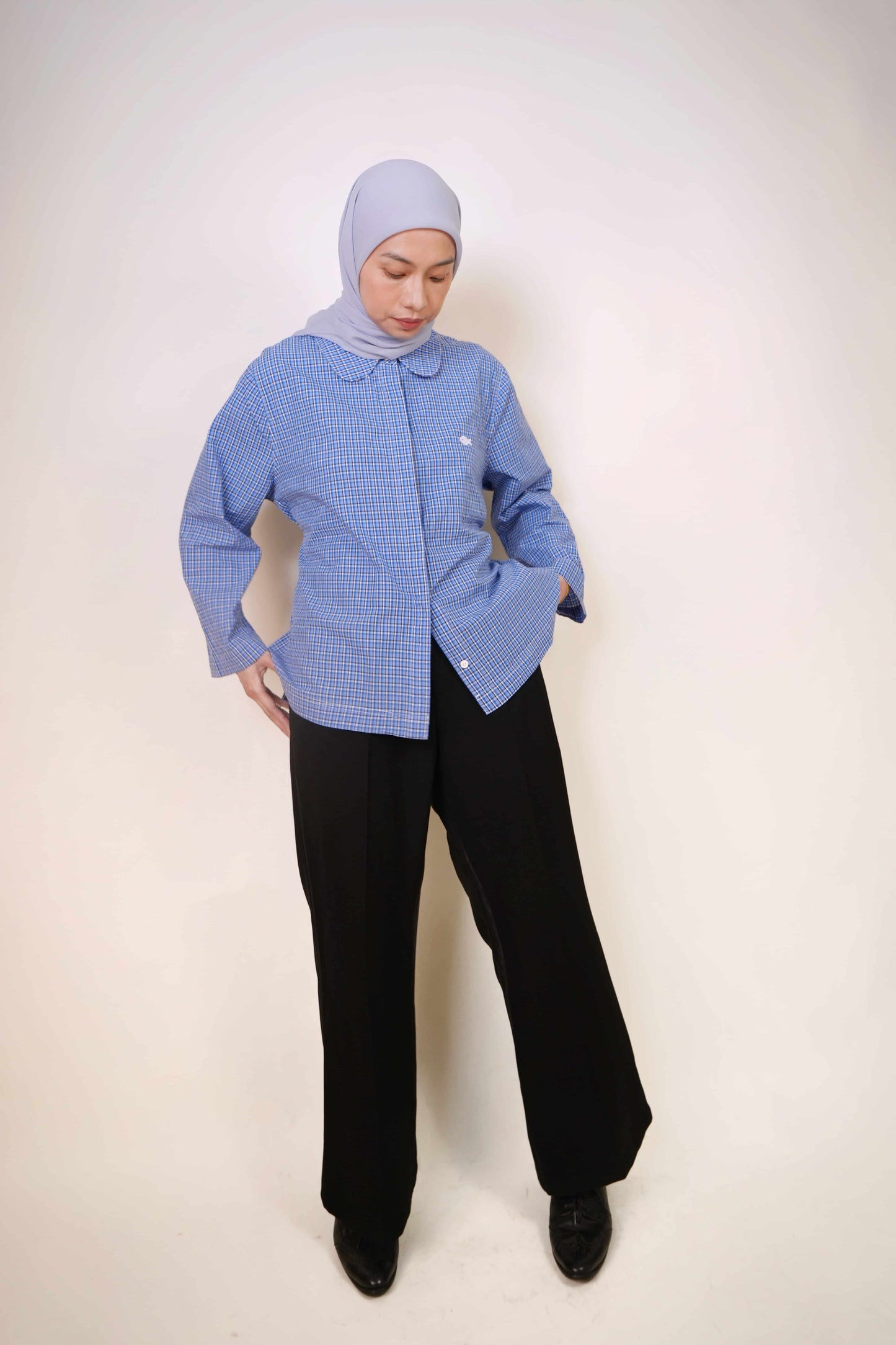 Forma Ribbon Shirt in Blue Checks