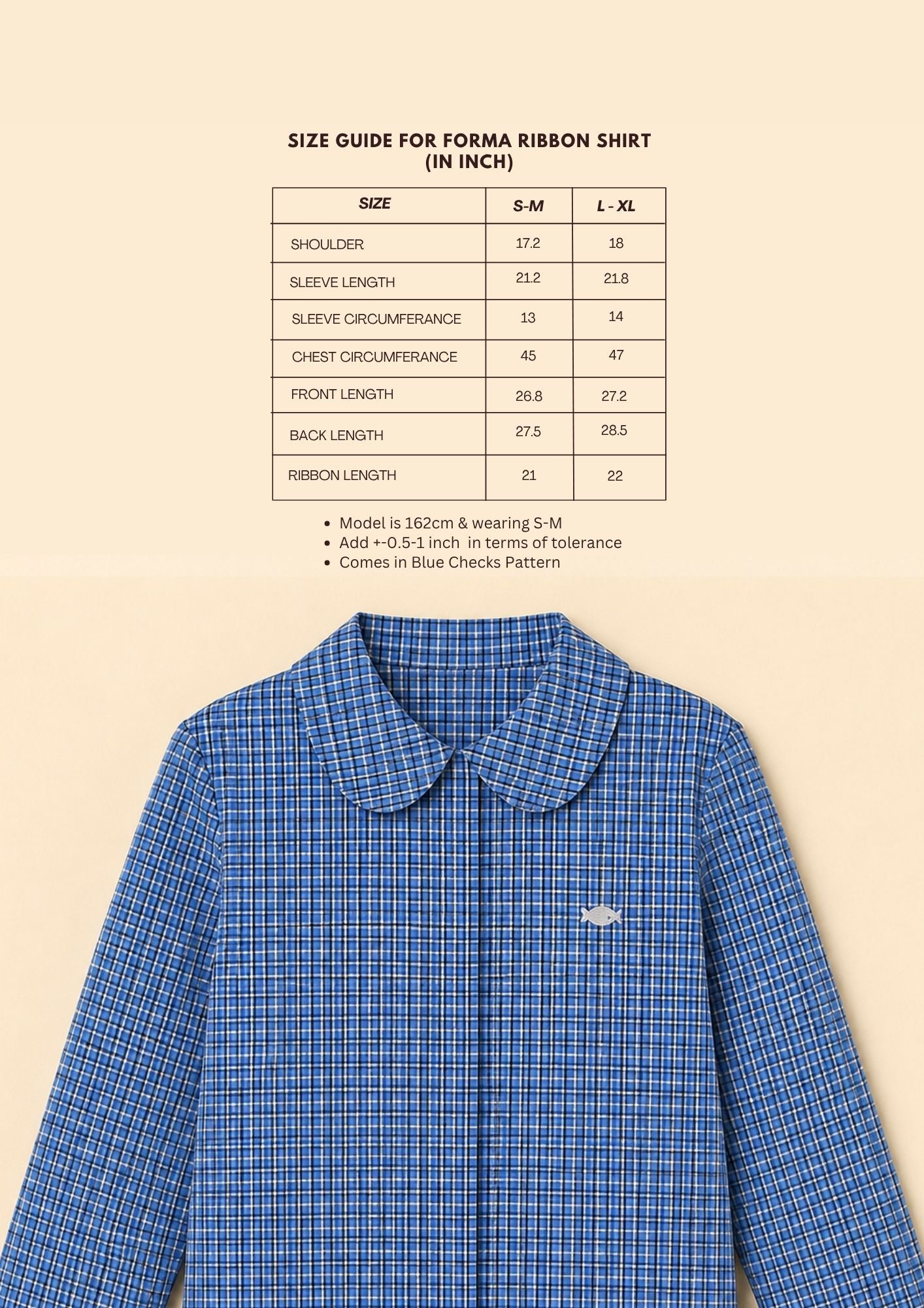 Forma Ribbon Shirt in Blue Checks