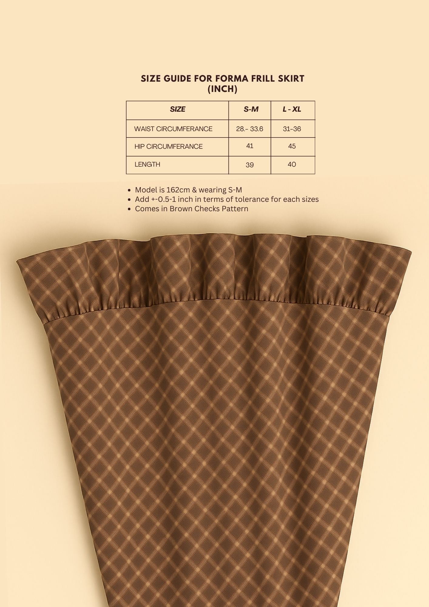 Forma Ruffle Skirt in Brown Checks