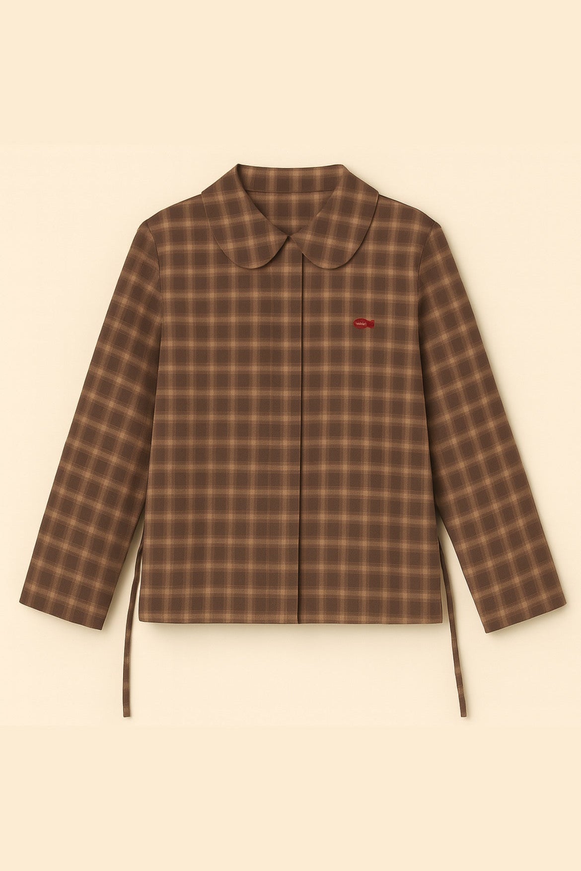 Forma Ribbon Boxy Shirt in Brown Checks
