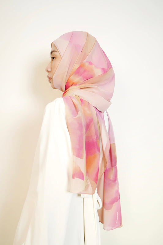 Petal Sunrise Chiffon Silk Shawl