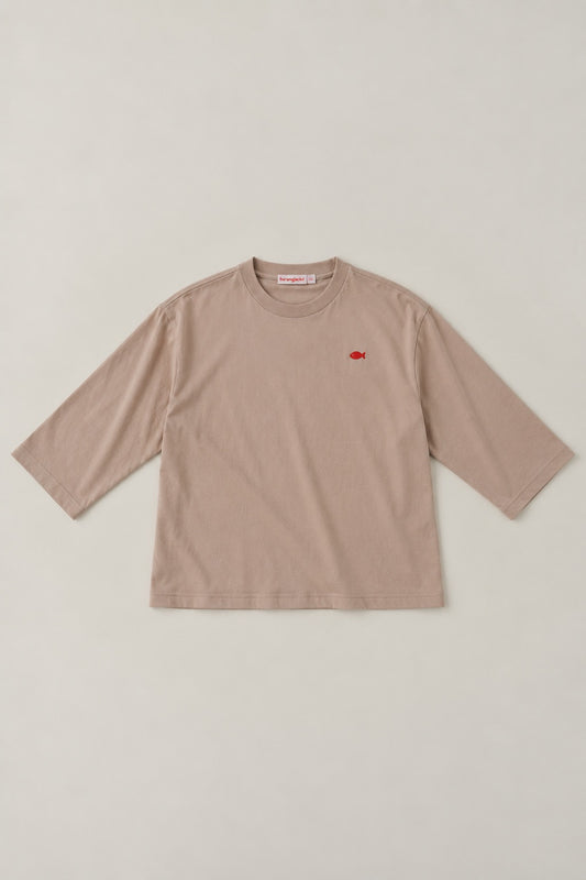 Piknik Cropped Oversized T-shirt in Beige