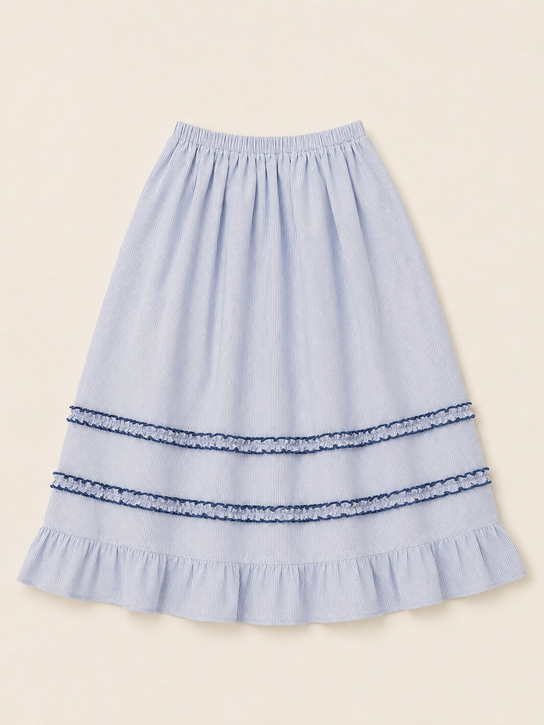 Ruffle Skirt in Brown Stripes