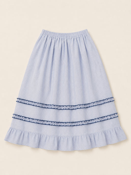 Ruffle Skirt in Brown Stripes