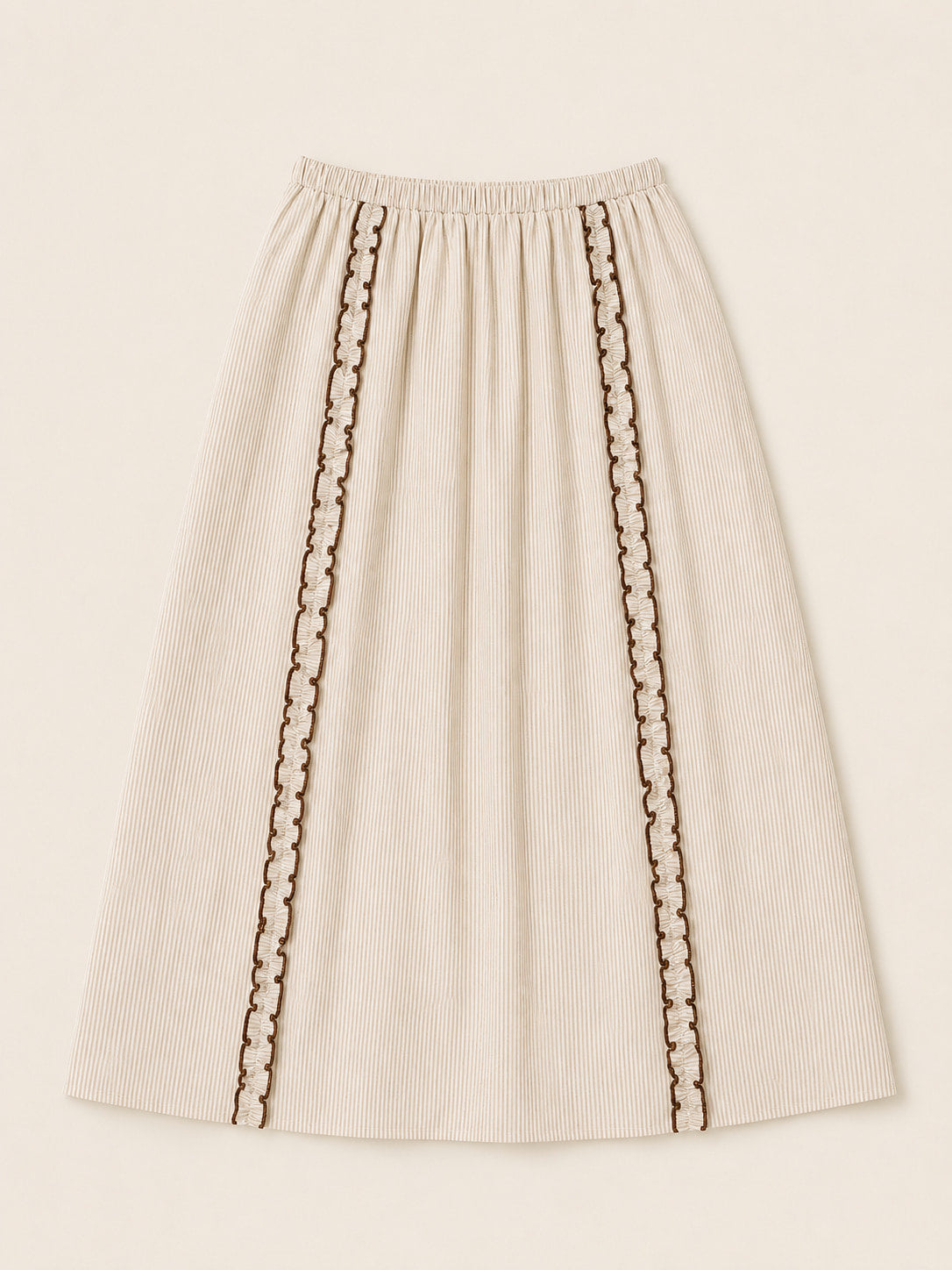 Ruffle Skirt in Brown Stripes