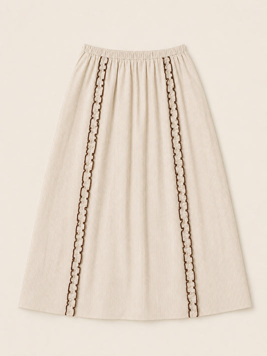 Ruffle Skirt in Brown Stripes