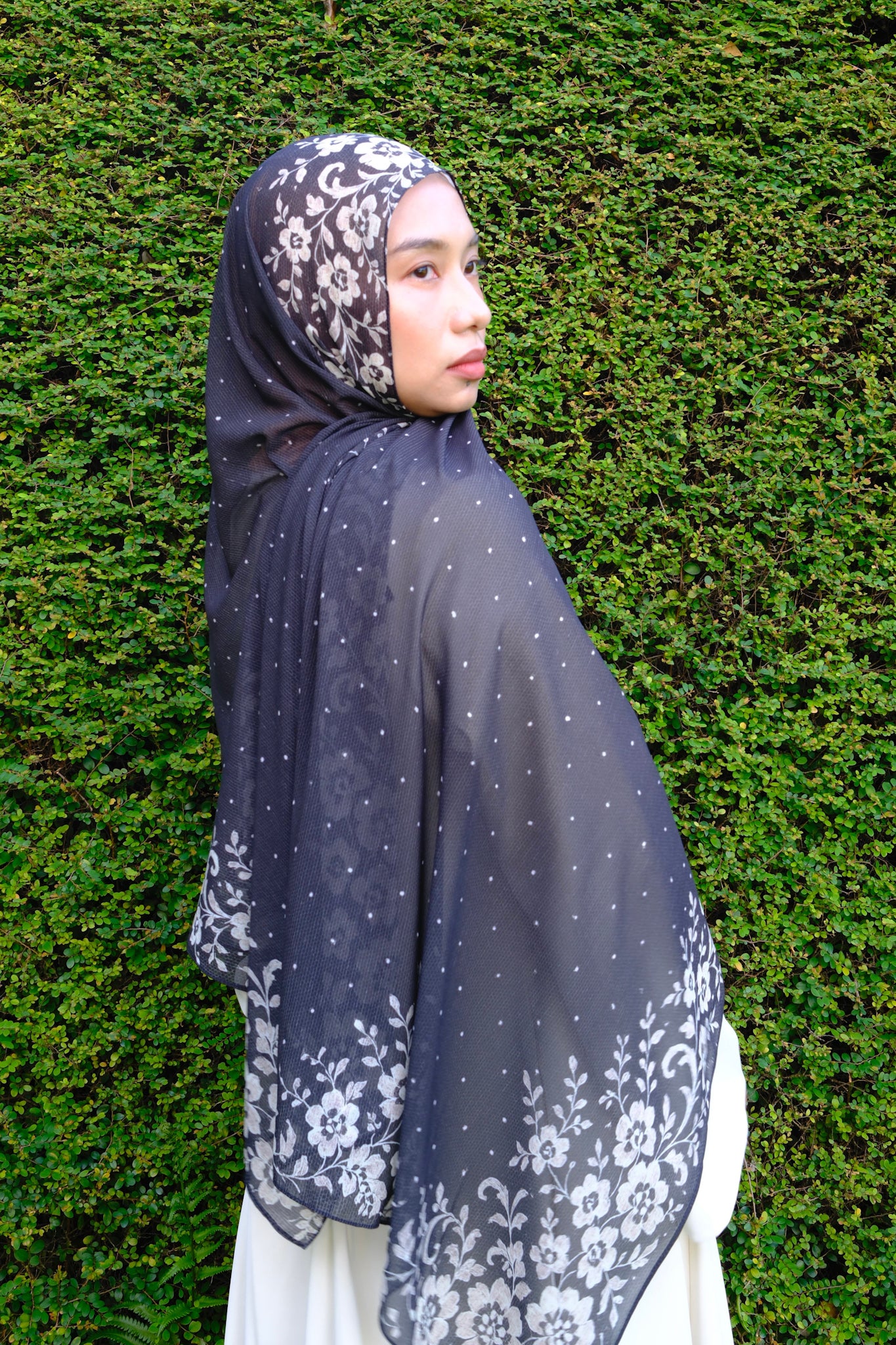 Swiss Dot Chiffon Silk in Black